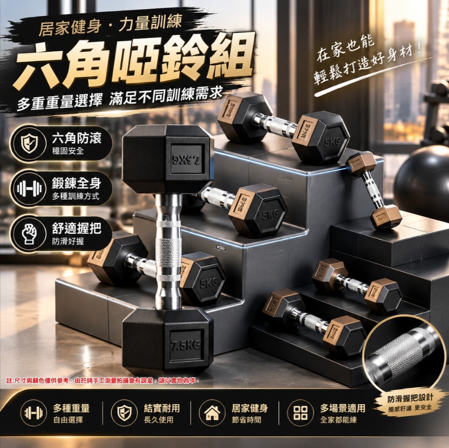 【悅享】6kg 六角實心啞鈴 基礎健身啞鈴一對 橡膠包鋼六角啞鈴 居家基礎肌力訓練 穩定防滾健身啞鈴