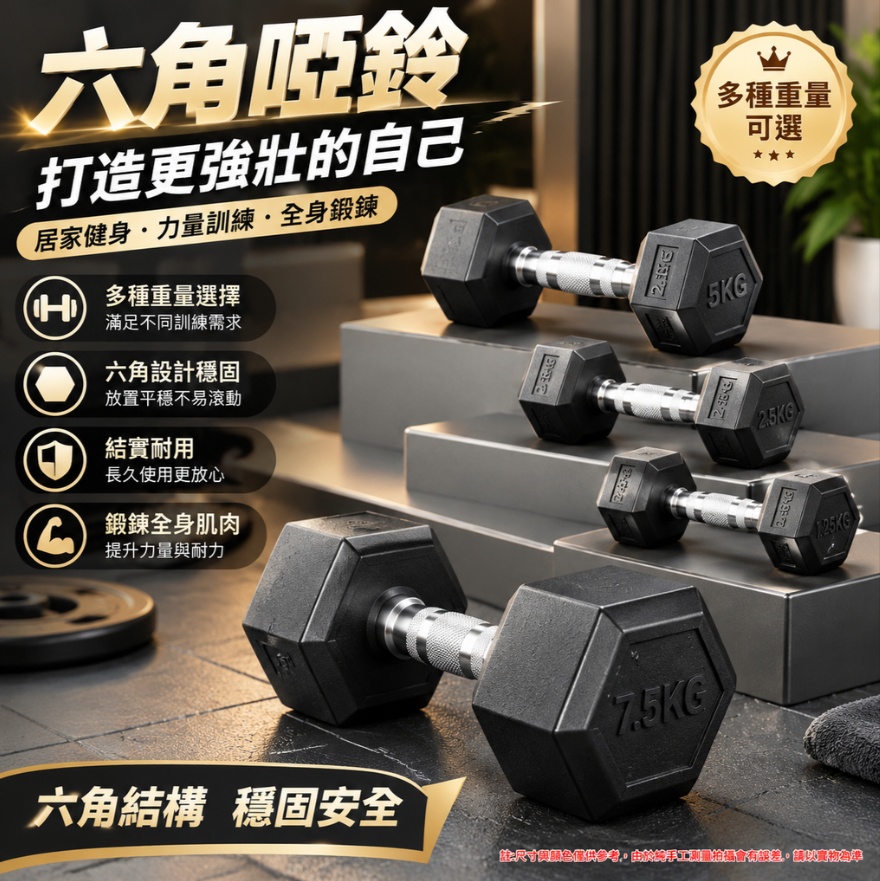 【悅享】8kg六角實心啞鈴 健身愛好者專用啞鈴組 鋼芯橡膠包膠啞鈴 居家中階肌力訓練 防滾落六角啞鈴