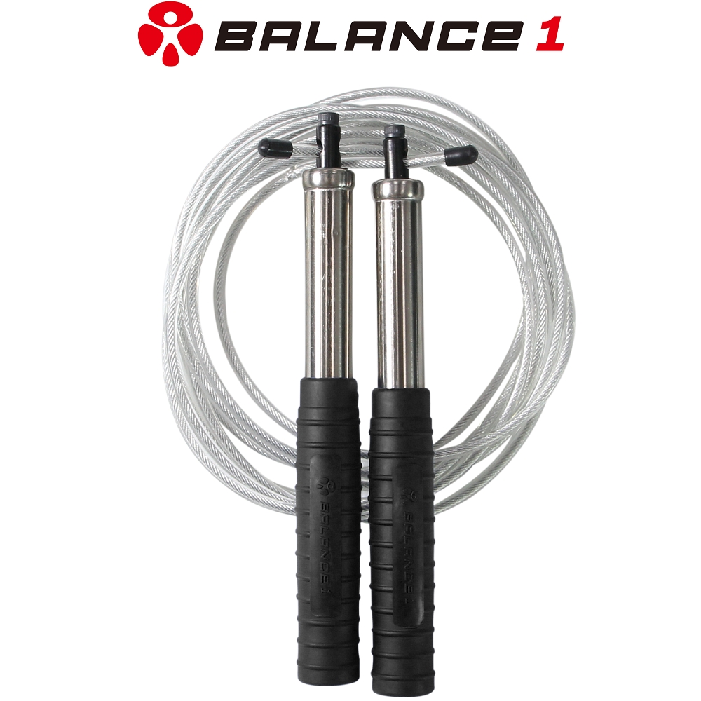 Balance 1 Crossfit高轉速鋼索跳繩 不鏽鋼握把 可調整長度 搖滾黑 Pchome 24h購物