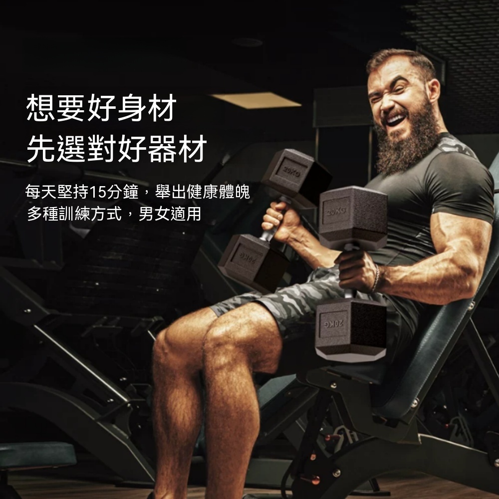 包膠啞鈴 啞鈴 固定啞鈴 多角啞鈴 重量訓練啞鈴 健身啞鈴 防滾固定啞鈴 重訓器材 一對15kg