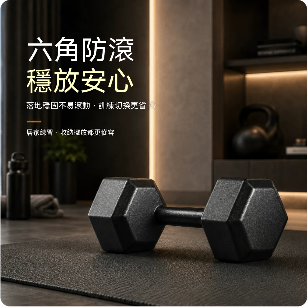 啞鈴 六角啞鈴 包膠啞鈴 健身啞鈴 重量訓練 男士運動 啞鈴一對 防滾設計 一對10kg