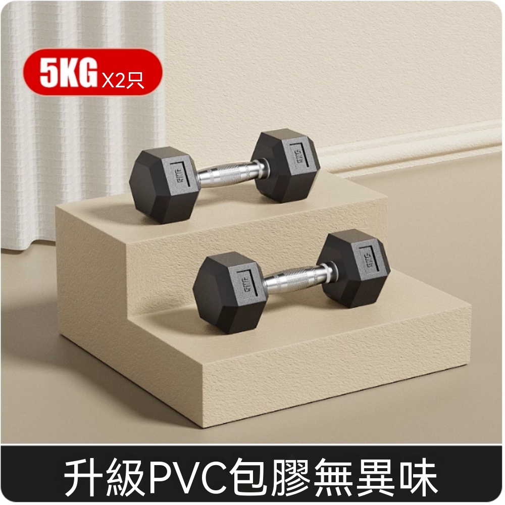 純鐵啞鈴 六角固定式啞鈴 實心電鍍啞鈴 健身房同款 家用重量訓練 大重量啞鈴 5KG*2只