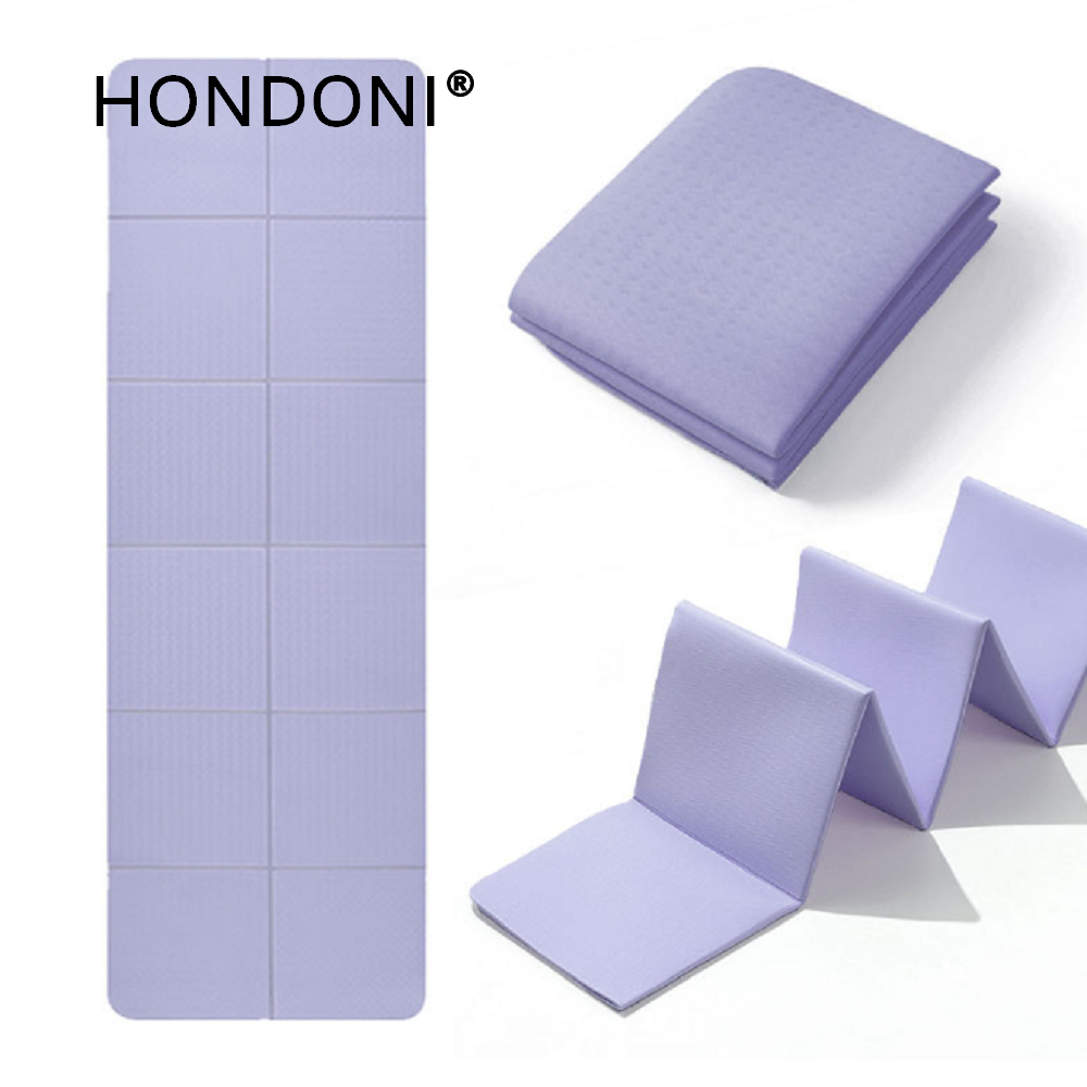 HONDONI 摺疊瑜珈墊健身墊午休墊183*61*0.8cm(贈束口收納袋)迷霧紫
