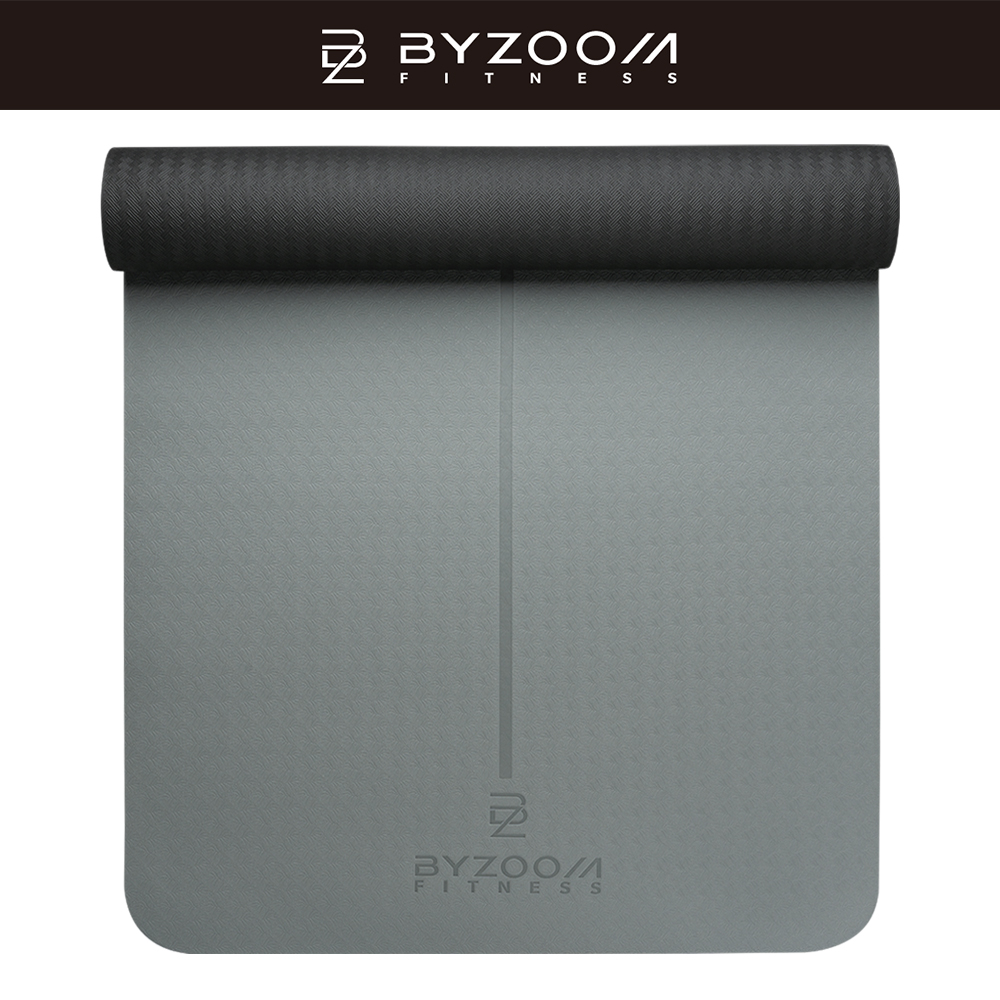 BYZOOM FITNESS TPE 止滑輕巧瑜珈墊 4mm (灰)