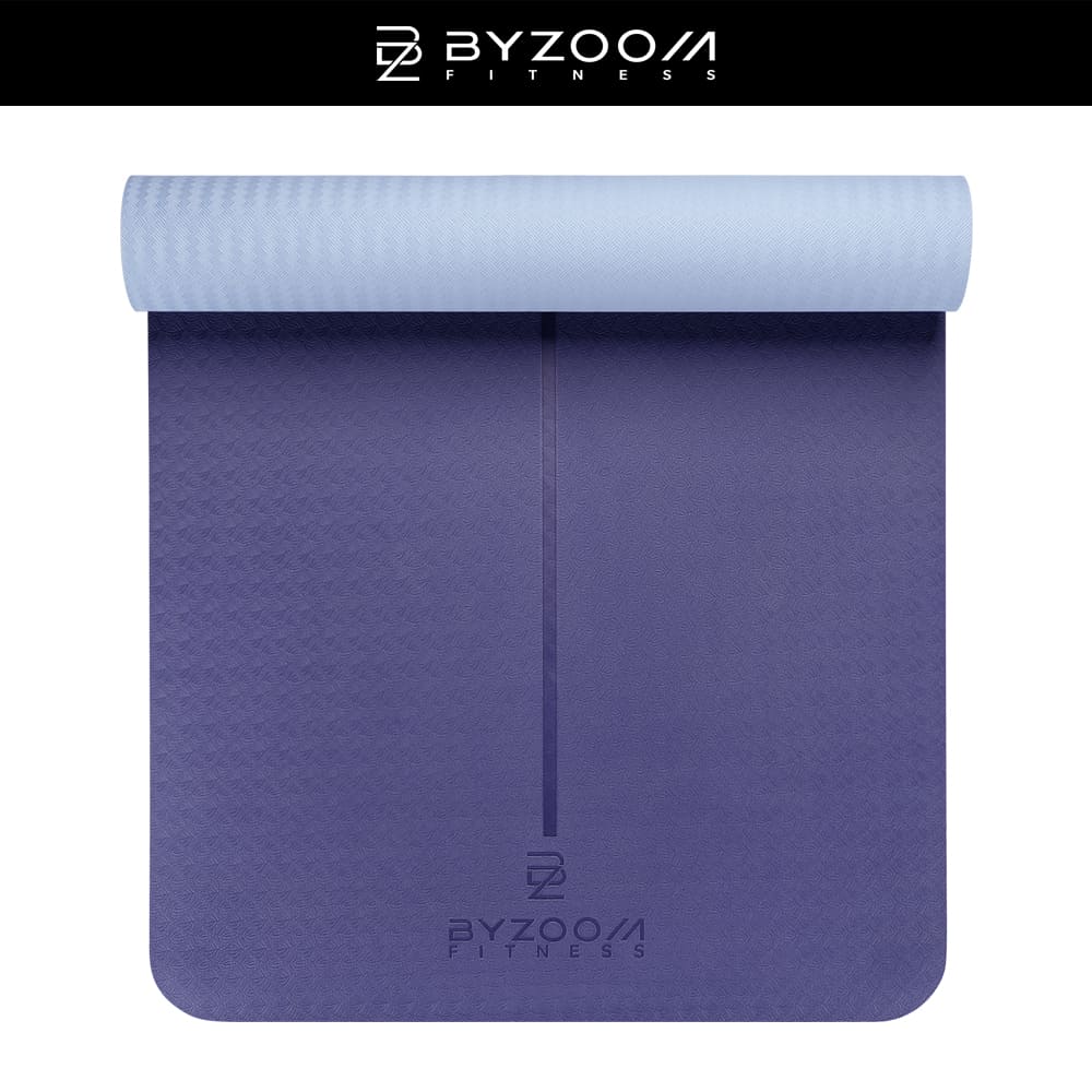 BYZOOM FITNESS TPE 止滑輕巧瑜珈墊 4mm (紫)
