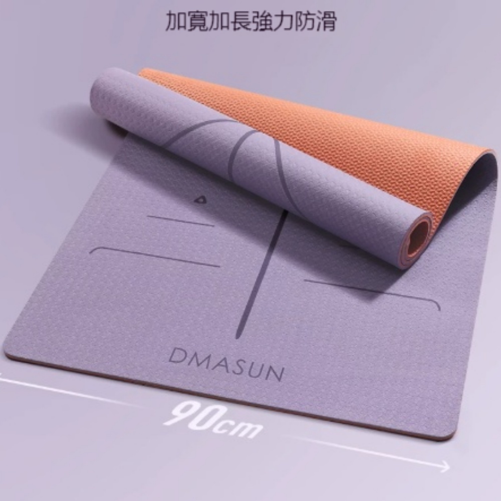 瑜伽墊 體位線專業瑜珈 體位線專業瑜珈 加大款灰色瑜伽墊 立體櫸紋設計 185×90cm