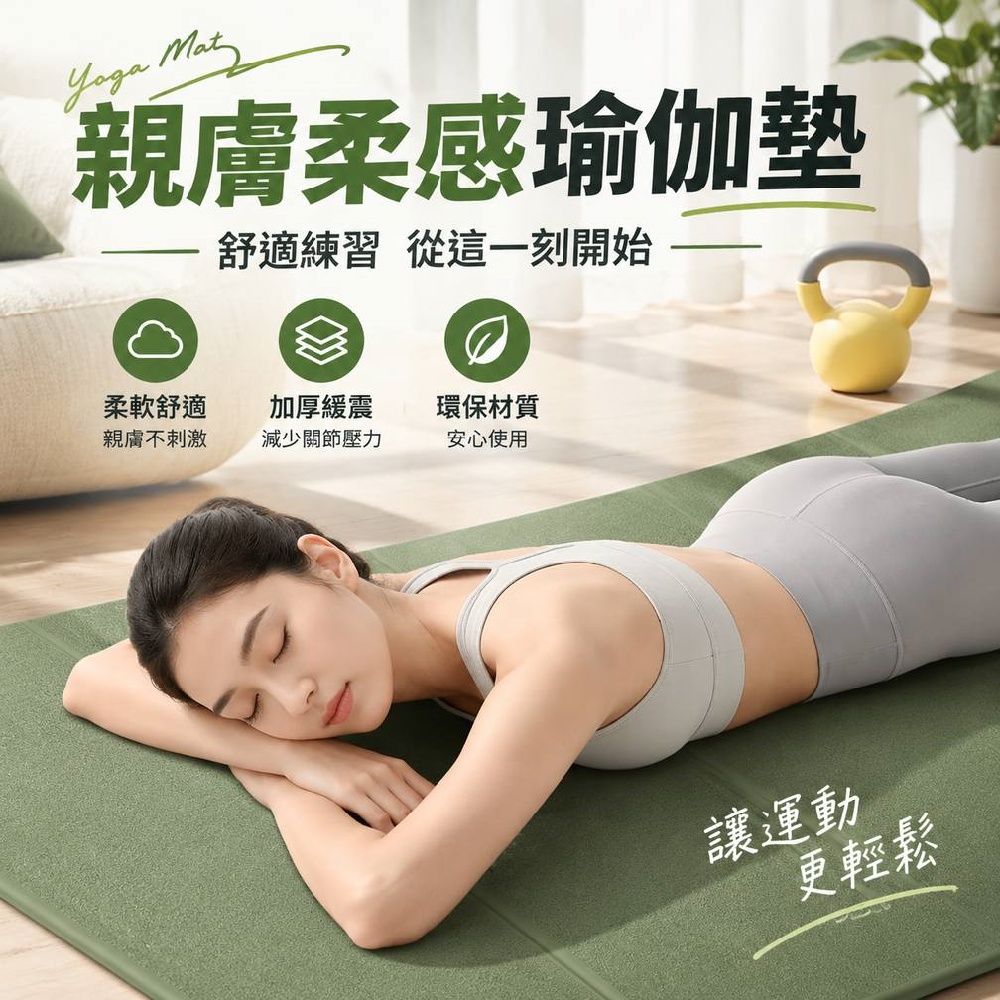 【間倉】瑜珈墊  膚絨毛便攜運動墊 折疊健身墊 瑜伽練習 拉伸 靜坐 出差攜帶 普拉提 戶外墊 175*61CM