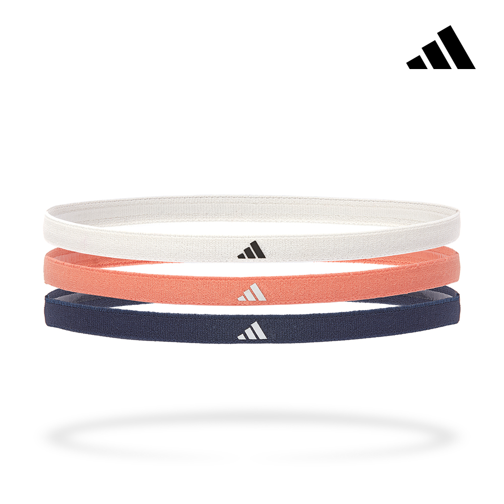 adidas 愛迪達 止滑運動髮帶組 (簡約白/珊瑚橘/海軍藍)