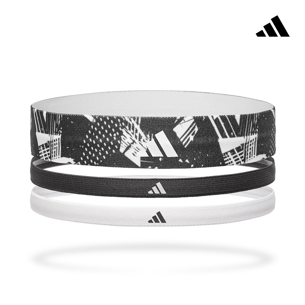 adidas 愛迪達 止滑運動髮帶組 (塗鴉黑/午夜黑/雪花白)