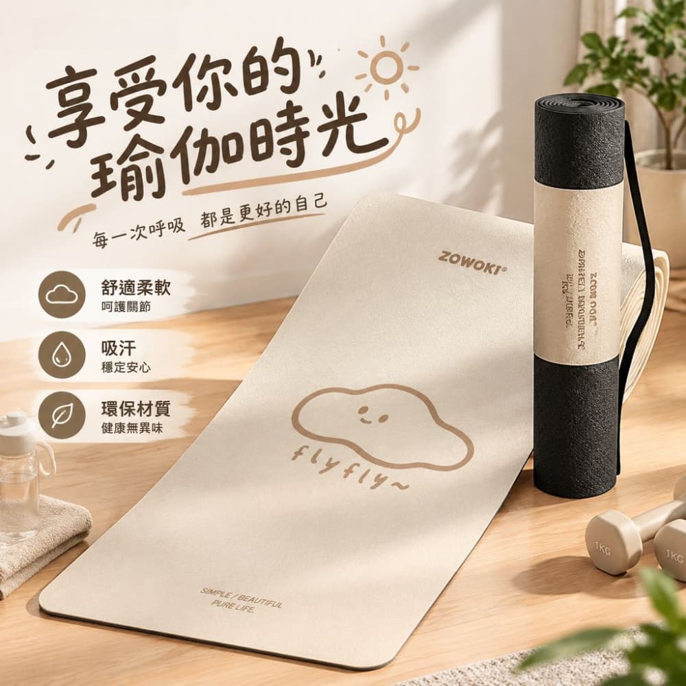 【一蒔】瑜珈墊 8mm加厚瑜珈墊 減震瑜珈墊 家用運動健身墊 親膚環保運動墊 雲朵瑜珈墊185x80cm*0.8cm