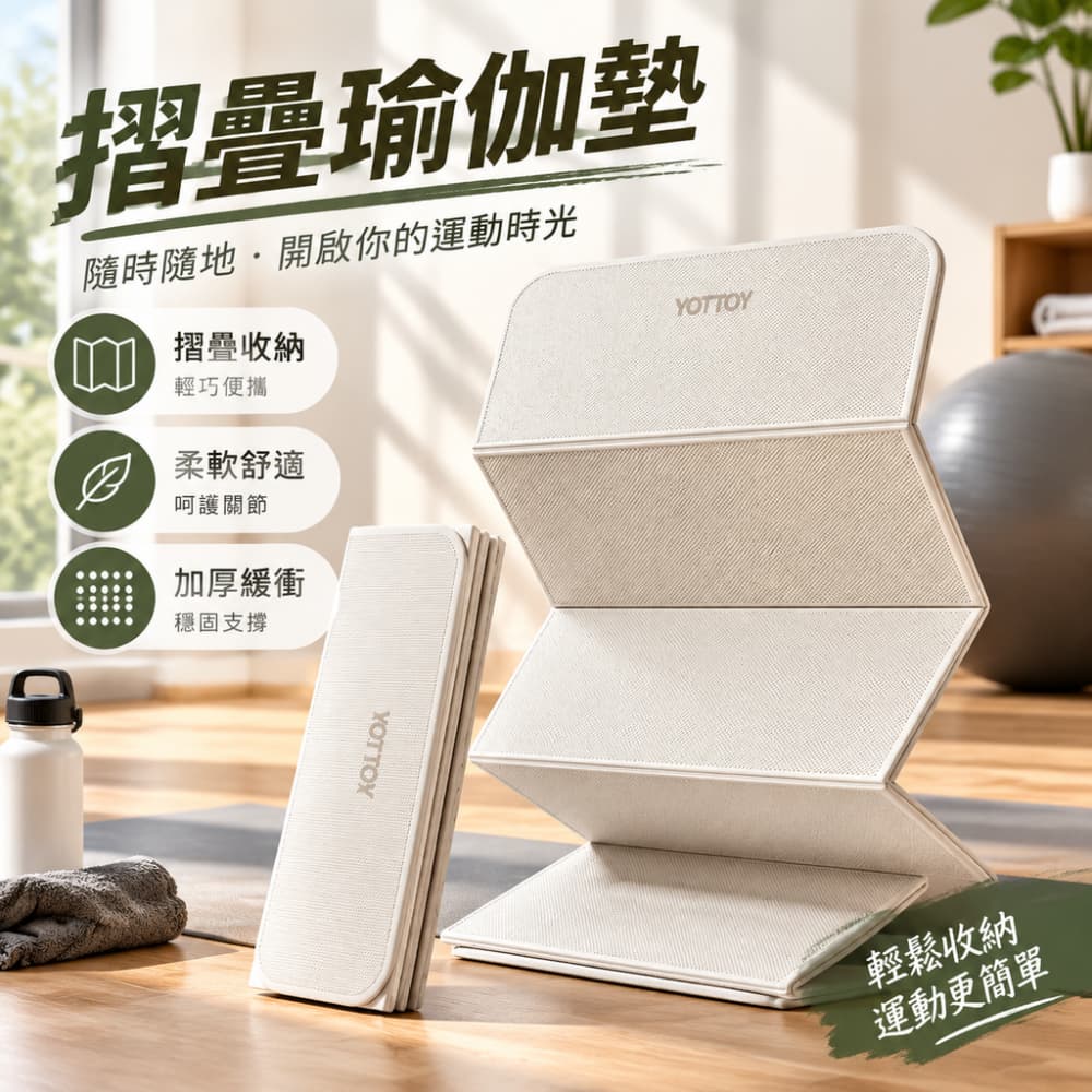 【一蒔】瑜伽墊 健身墊 可折疊瑜伽墊 家用瑜伽墊 減震靜音瑜伽墊 加厚瑜伽墊 190x80cm*10mm
