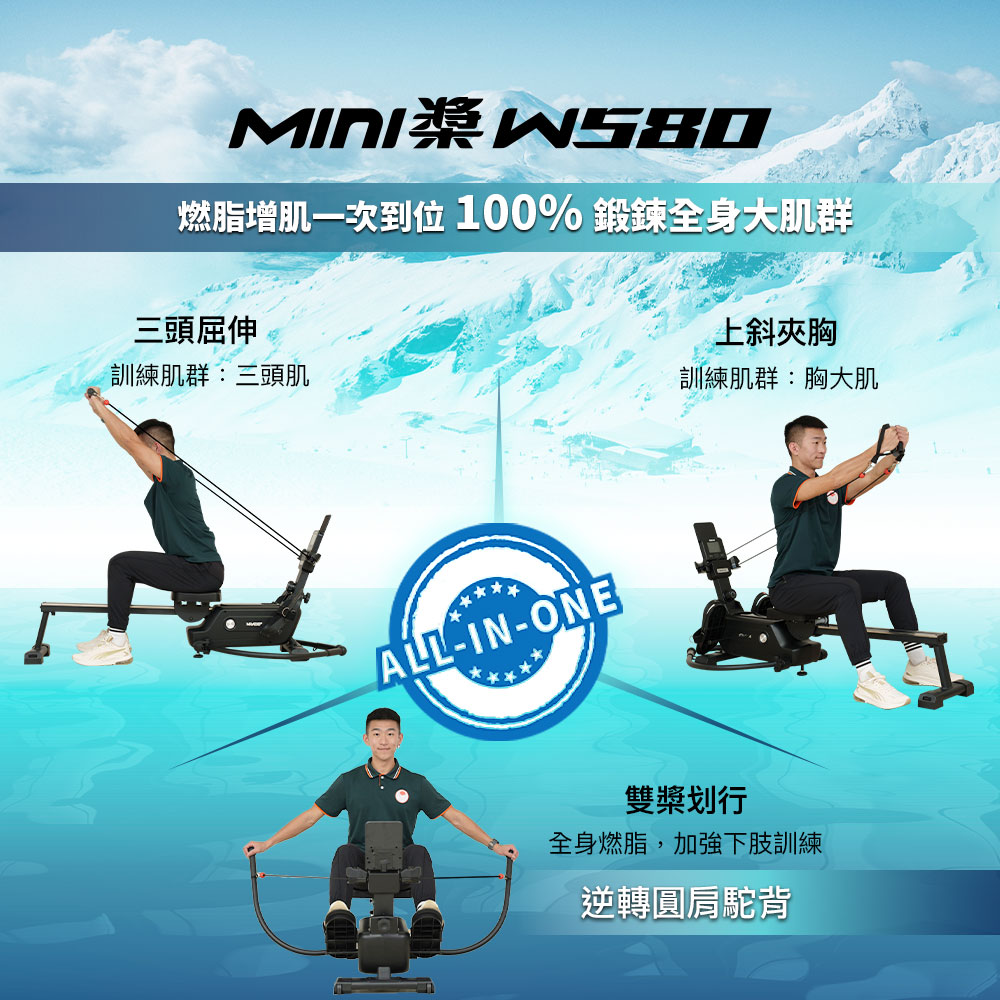 BGYM 比勁 mini槳 W580 雙槳划船機 HYROX訓練