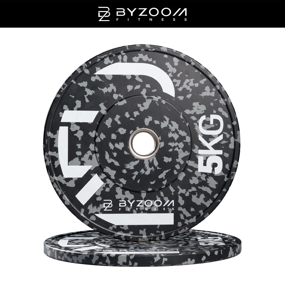 BYZOOM FITNESS power series 迷彩橡膠重量槓片-黑5kg（2入）