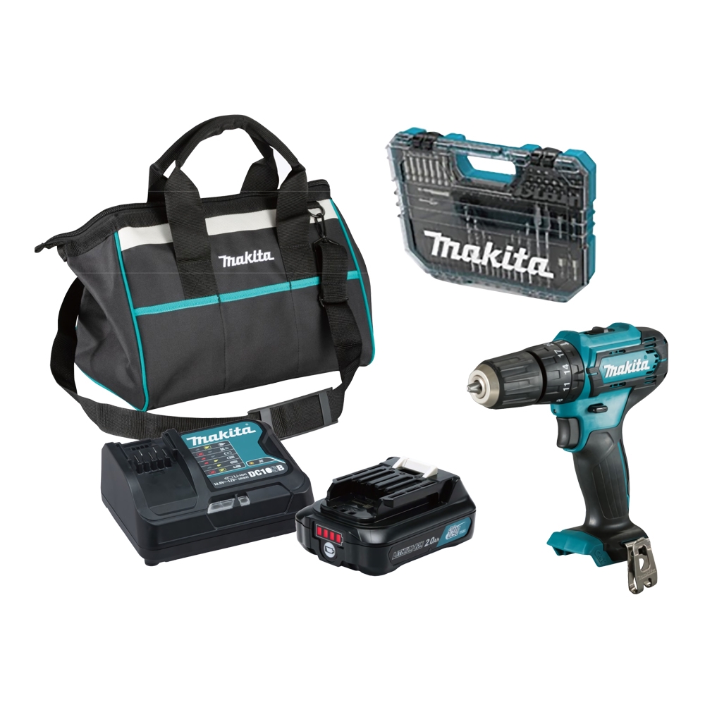 MAKITA 牧田HP333DSAX6 12V 鋰電震動電鑽附工具組75PCS 12V 2 0A 1