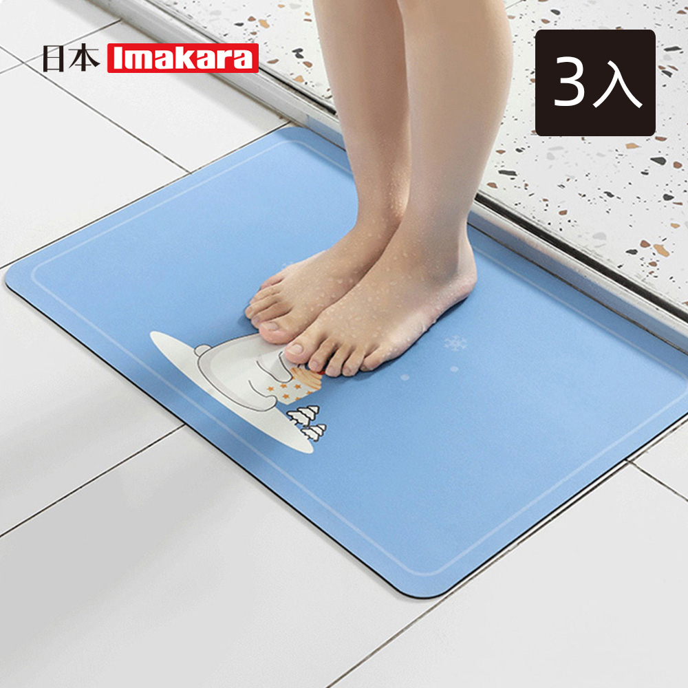 Imakara 桌面/地墊兩用珪藻土防滑吸水墊(40x60cm)-3入