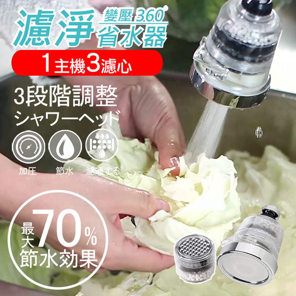 神膚奇肌 廚房衛浴龍頭濾淨省水器1機3芯