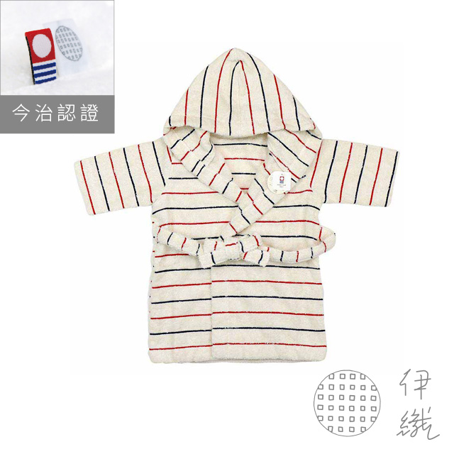 伊織法式條紋有機棉嬰兒浴袍 Pchome 24h購物