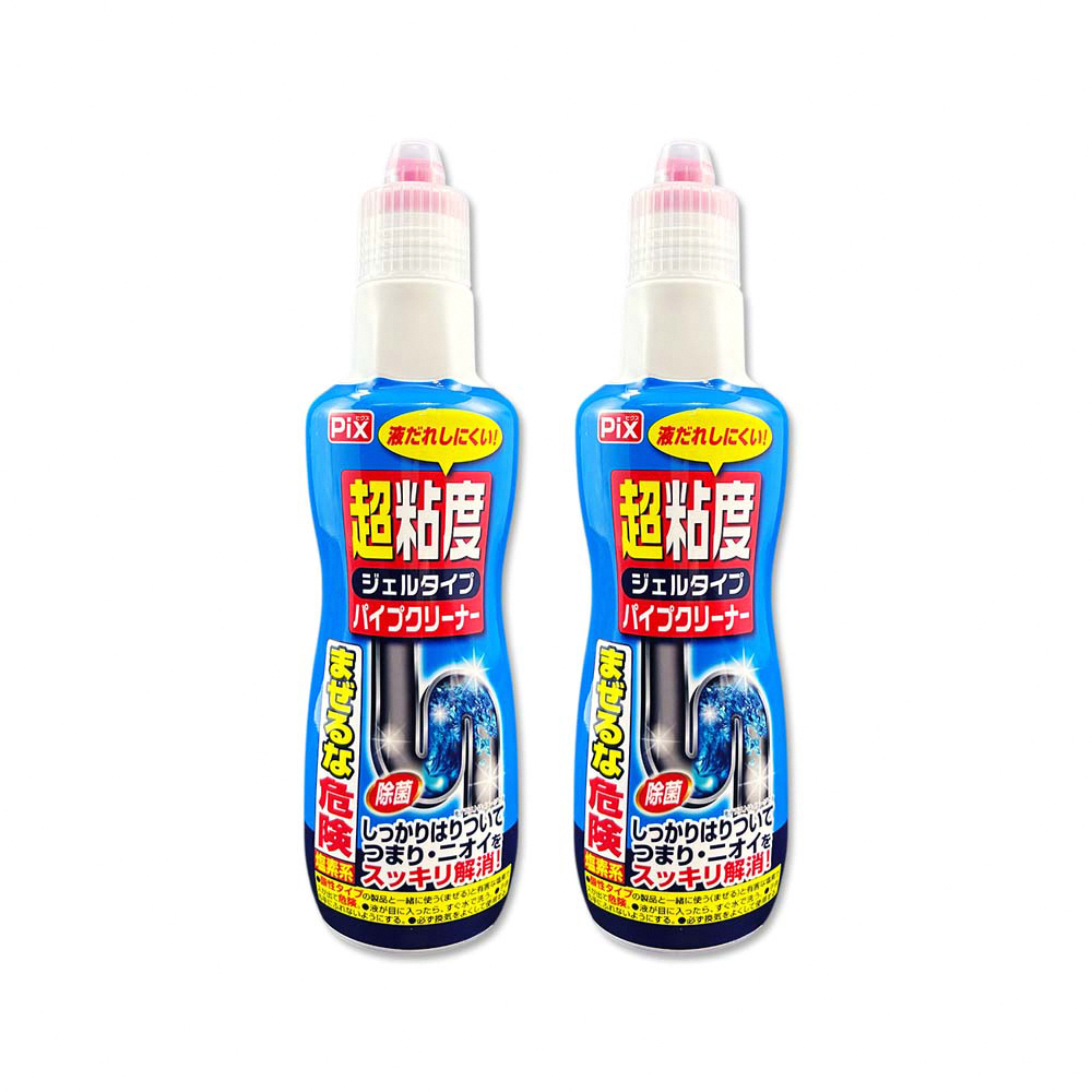 PIX 獅子化學 (2瓶超值組)日本超黏度濃縮凝膠強分解毛髮頑垢管道疏通劑400g/藍瓶