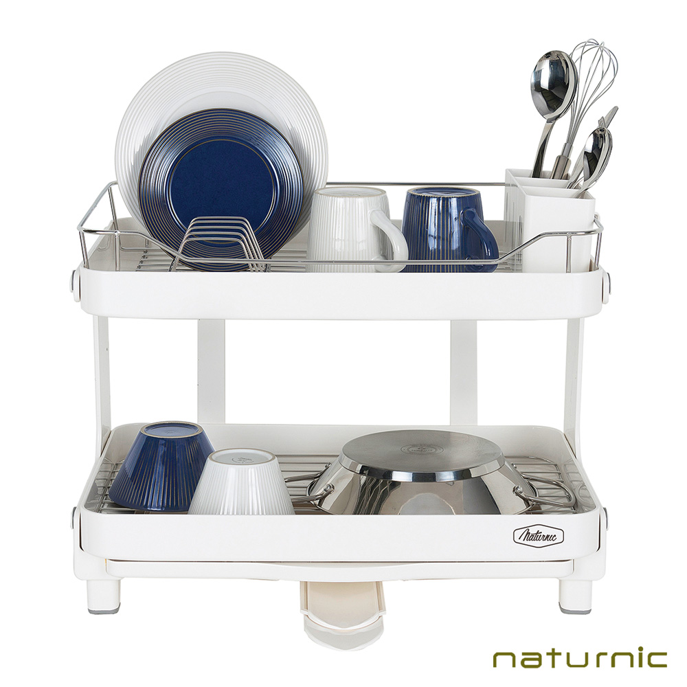 福利品【韓國Naturnic】雙層餐具瀝水架