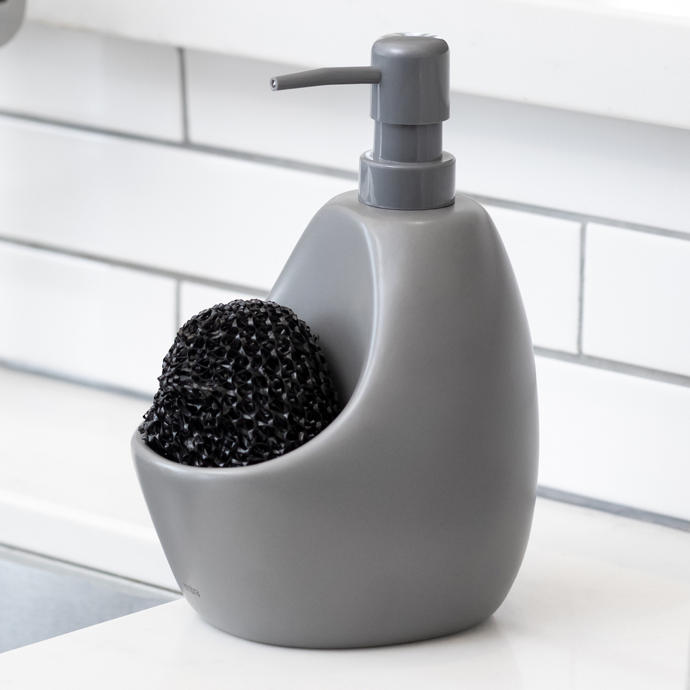 UMBRA 加拿大 刷具+石陶洗手乳罐(昏灰590ml) / 按壓瓶 分裝瓶 乳液瓶 沐浴乳罐