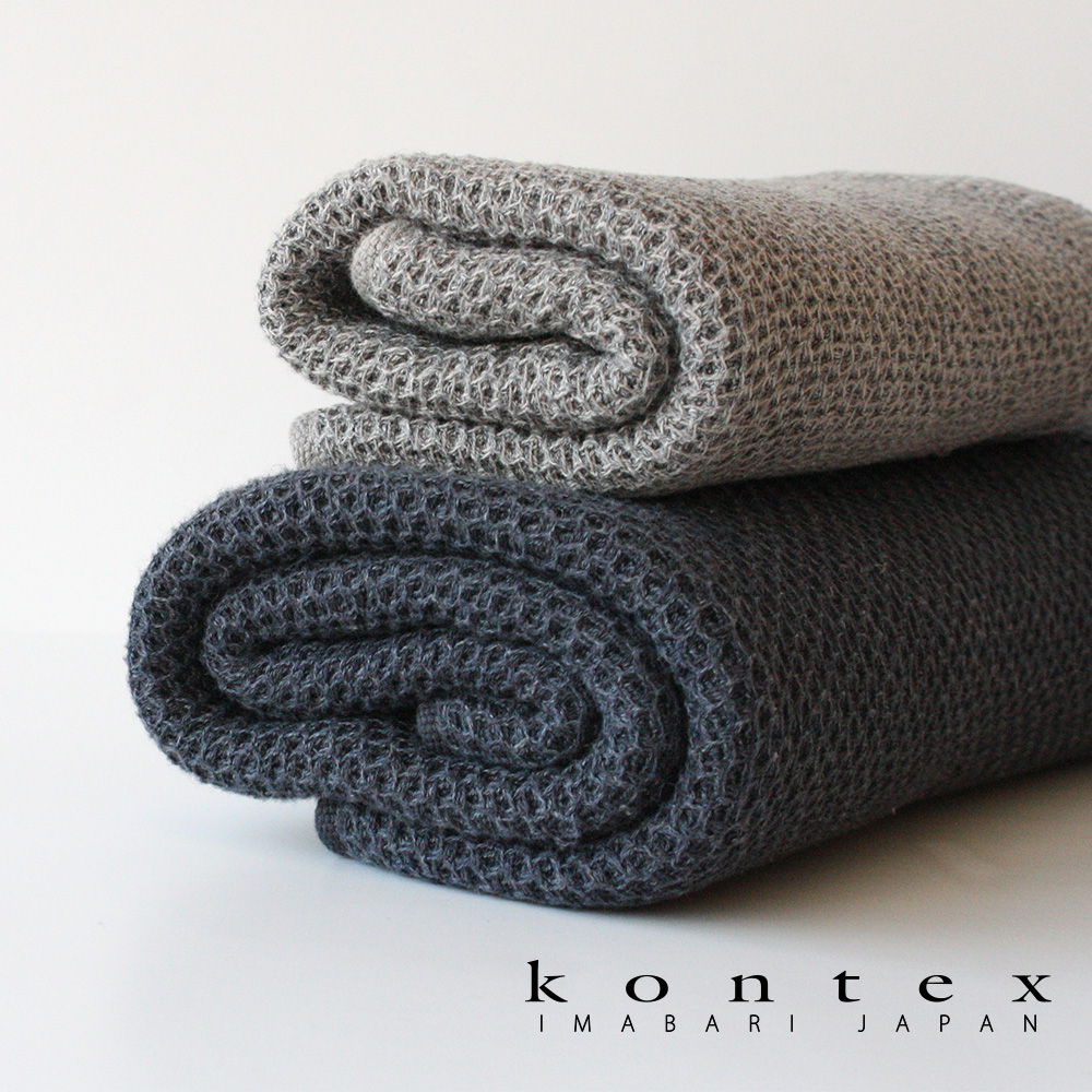 KONTEX 愛媛 VINTAGE鬆餅紋棉麻混紡大浴巾 (大地灰)