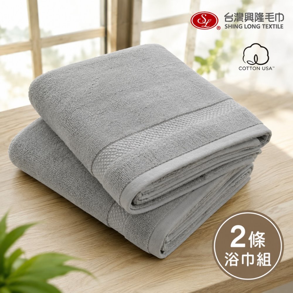 台灣興隆毛巾 美國棉 雅痞雙股厚款浴巾深灰色2條組 (吸水力佳/柔軟親膚/多色可選/台灣製)（其他規格）