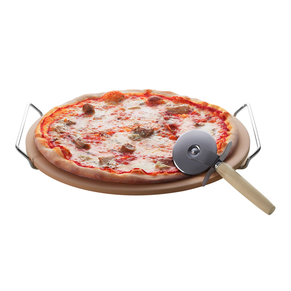 EXCELSA 義大利 披薩刀+12吋石板披薩烤盤 / Pizza 比薩 圓形烤盤