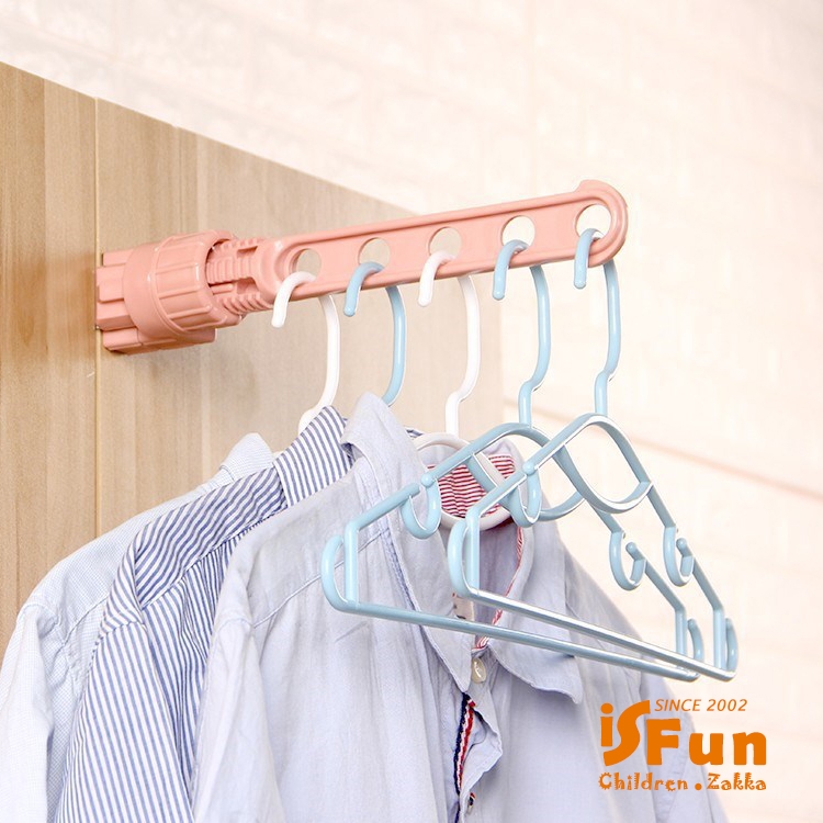 iSFun 螺旋固定窗戶門框室內晾衣架/超值2入