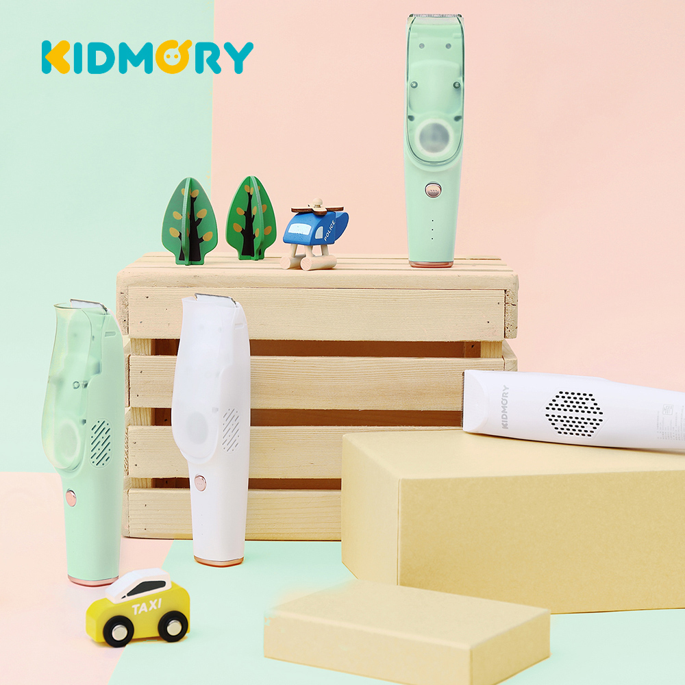 KIDMORY 不鏽鋼+陶瓷刀頭-兒童智能理髮器(吸/剪合一)-文青綠(KM-236-GN)