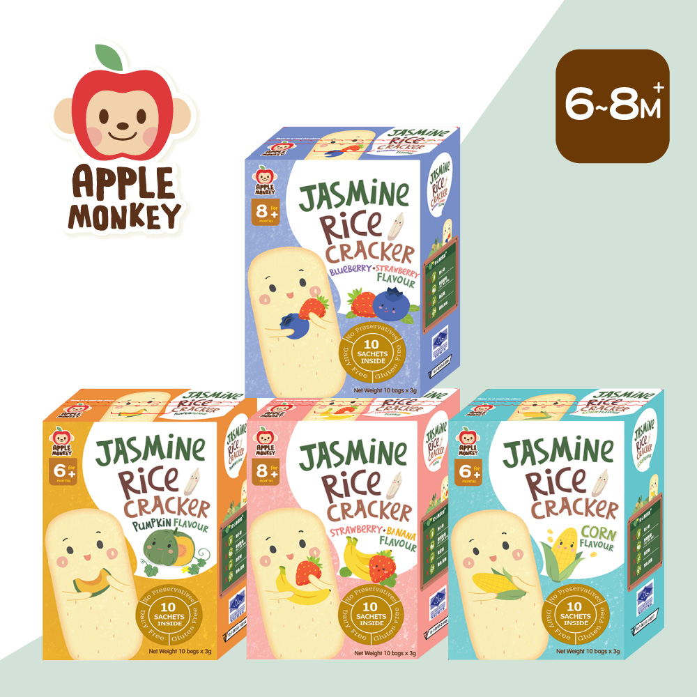 APPLE MONKEY 愛啵寶寶 泰國 茉莉香米餅(4入組)