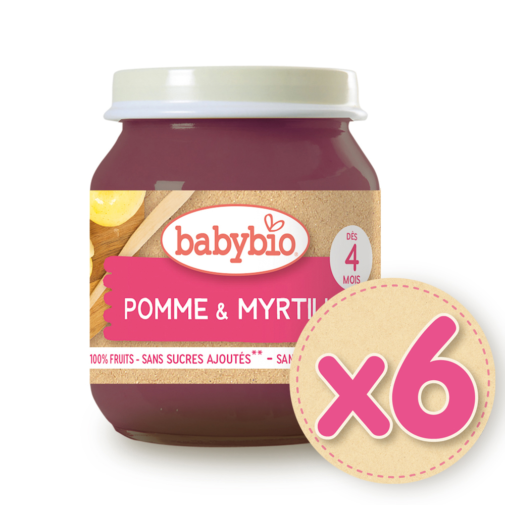 Babybio 【法國】生機蘋果藍莓鮮果泥130gX6《 專業嬰幼兒副食品》（其他規格）