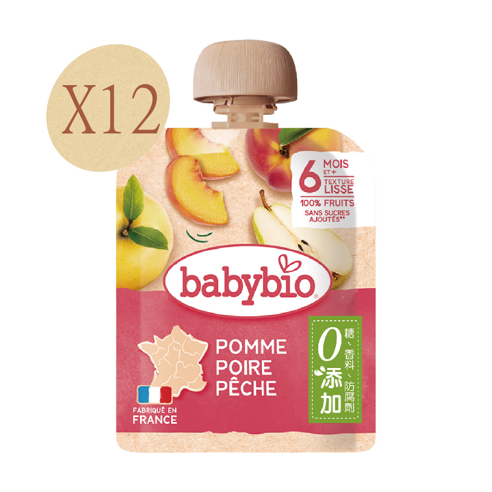 Babybio 【法國】生機蘋果洋梨纖果泥90gX12《 專業嬰幼兒副食品》（其他規格）