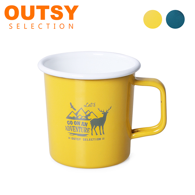 【OUTSY嚴選】高山水鹿琺瑯杯390ml(黃色)