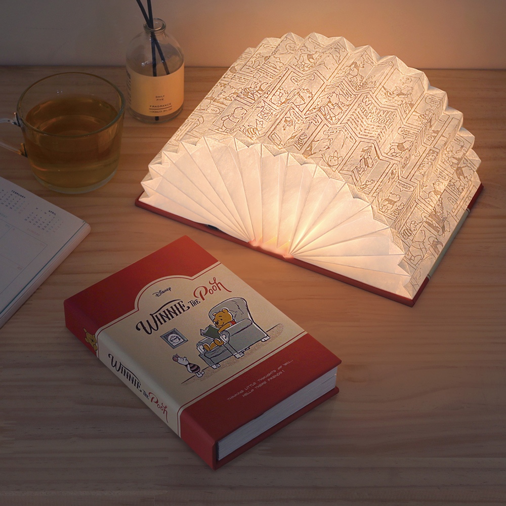 Disney 迪士尼 小熊維尼LED翻頁書燈-Disney 正版授權 摺疊小夜燈 禮物