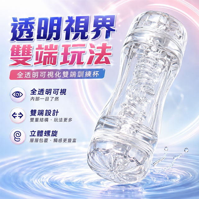 情趣職人 可視螺旋刺激|透明雙頭飛機杯(情趣用品 飛機杯推薦)