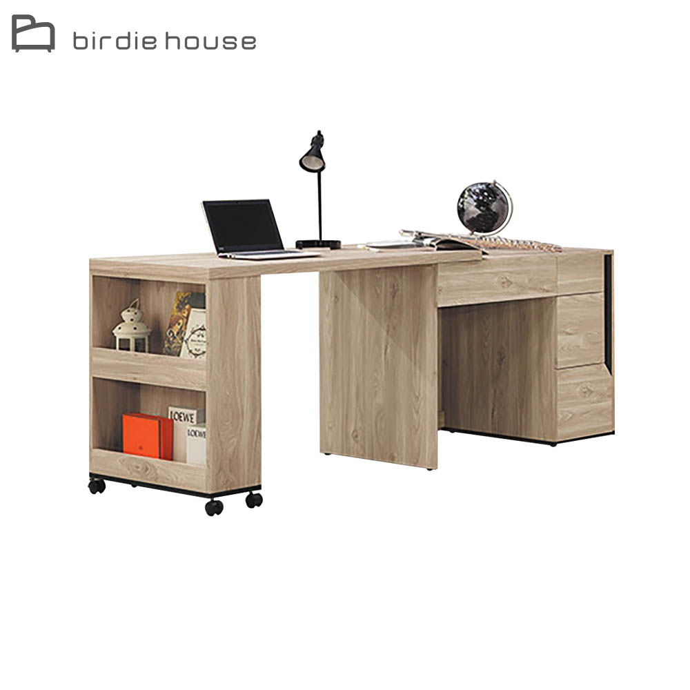 Birdie -西莫4尺多功能四抽伸縮書桌/L型工作桌組合(書桌+側拉櫃)