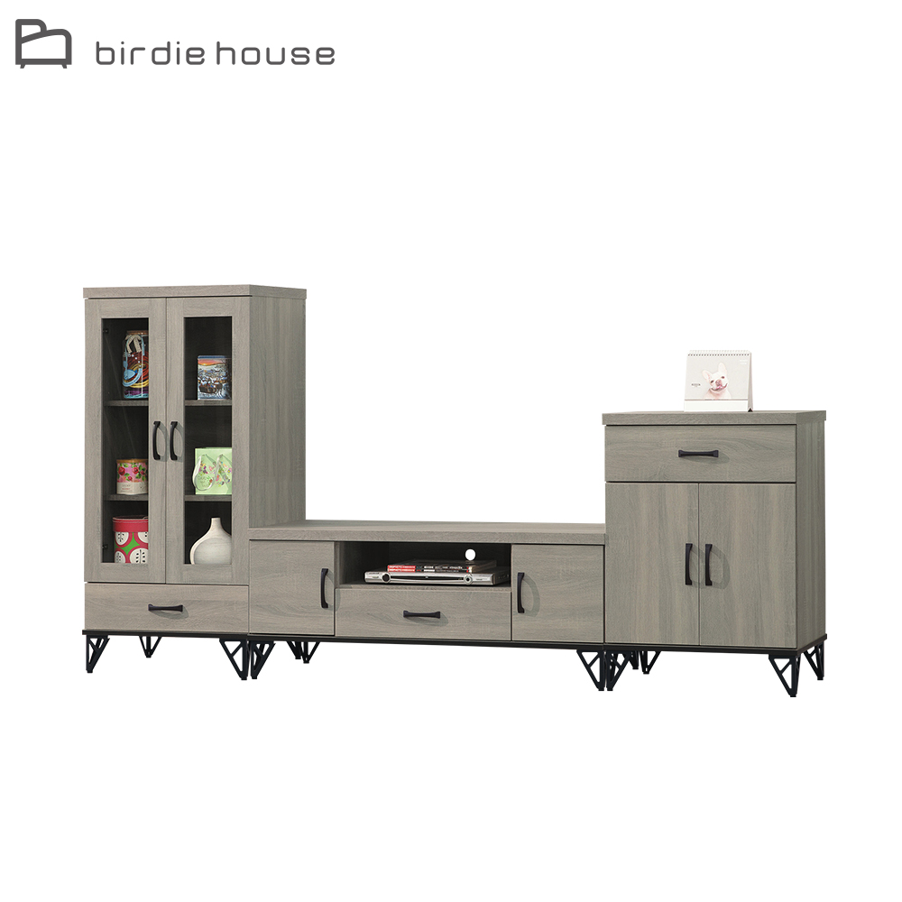 Birdie -麥肯8尺多功能電視櫃組合(二門中展示櫃+視聽長櫃+二門小收納櫃)