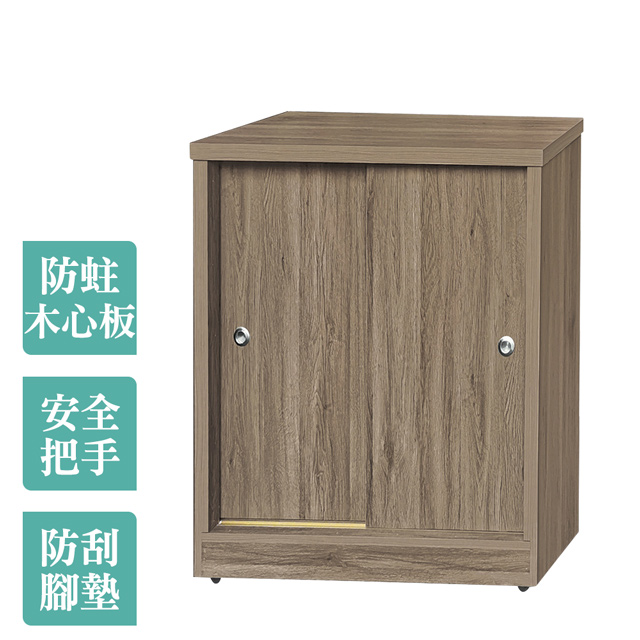Boden -艾柏2.9尺推門/拉門鞋櫃(灰橡色)