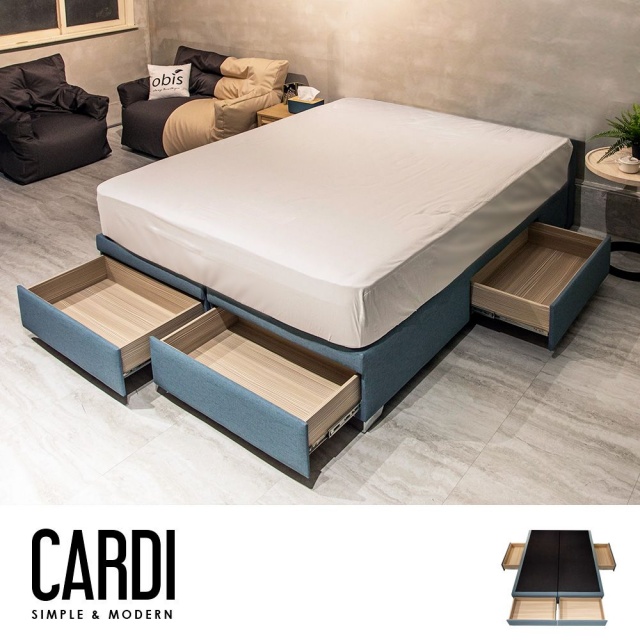 Obis 歐必斯 Cardi卡迪超耐抓貓抓皮四抽收納床底特大6*7尺
