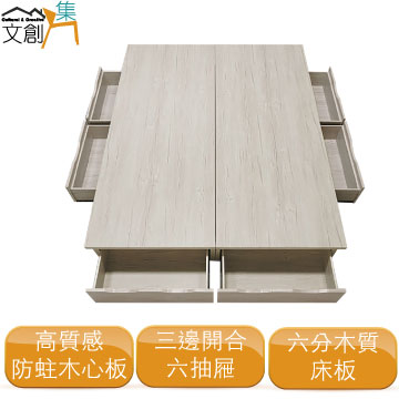 文創集 []司特  現代5尺雙人六抽床底(不含床墊)