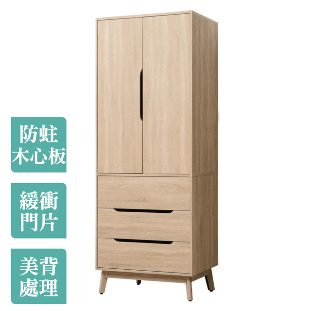 Boden -芬特2.7尺二門三抽衣櫃
