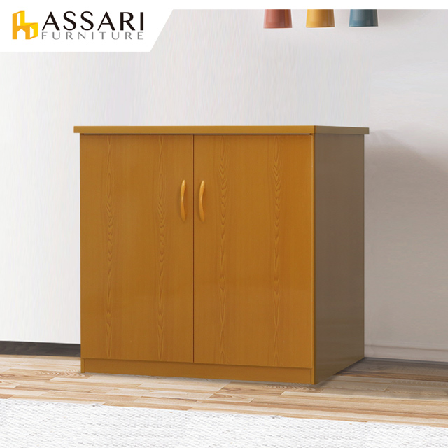 ASSARI -防潮防蛀塑鋼緩衝雙門碗盤櫃(寬84x深43x81cm)