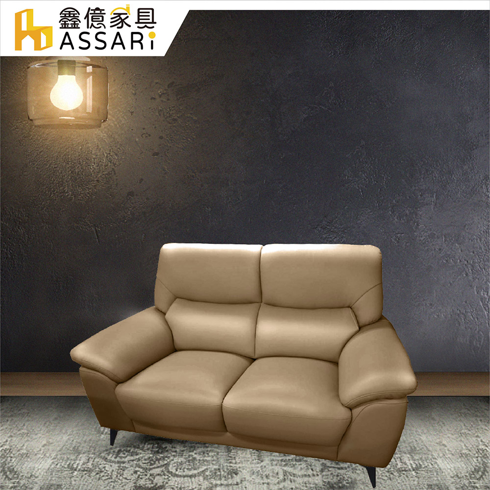 ASSARI -勒羅伊釋壓透氣雙人座半牛皮沙發