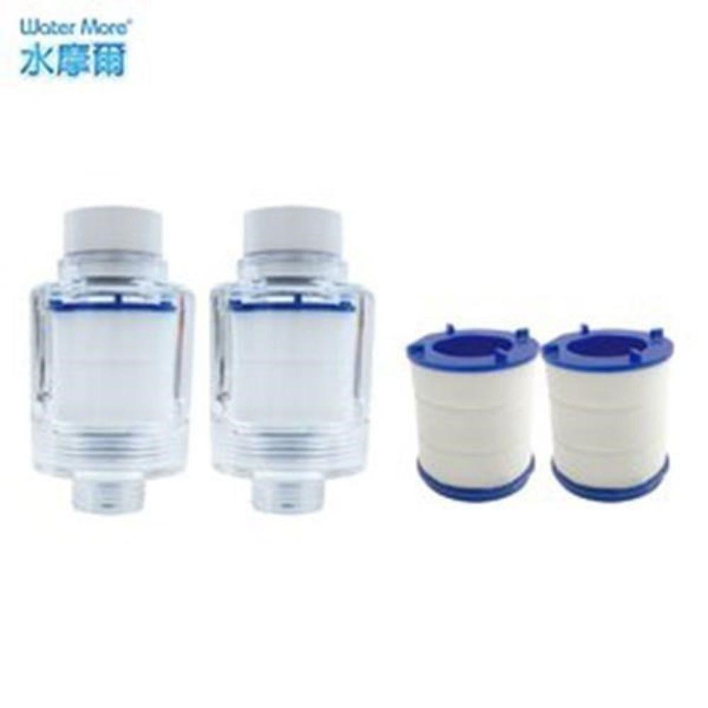 Water More 透明PP沐浴過濾器2入+替換濾芯2個