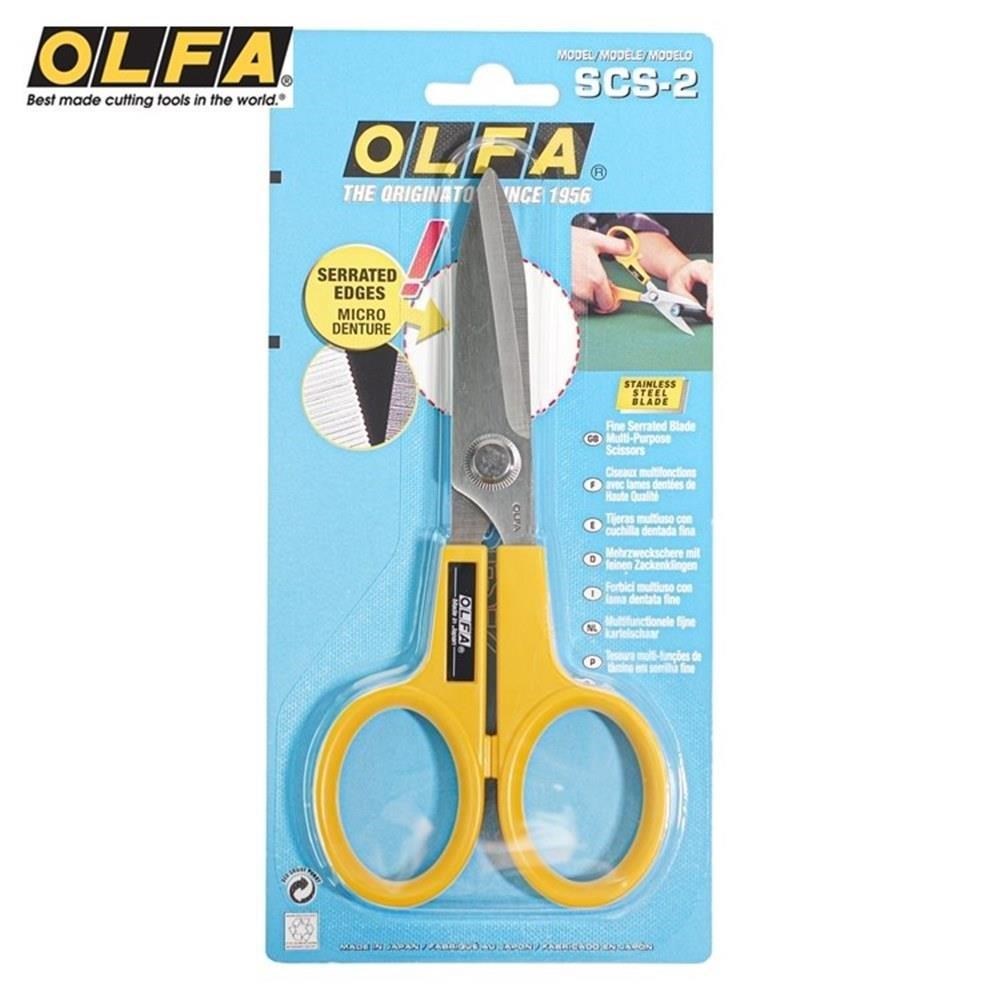 OLFA 防逃布剪刀防滑不鏽鋼剪刀SCS-2(布不易滑動鋸齒剪刀)縫紉剪刀布剪縫紉工具