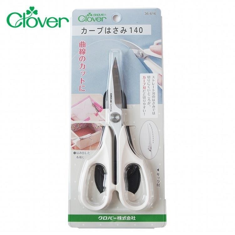 CLOVER 【南紡購物中心】 日本製弧形曲線圓型剪刀36-616(140mm右左手皆適)裁縫剪刀布剪彎剪曲面剪彎型剪彎形左撇子剪刀