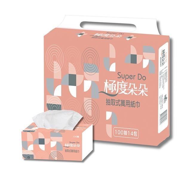 SUPERPURE 極度淳 Super Do極度朵朵 抽取式花紋萬用紙巾100抽14包6串/箱