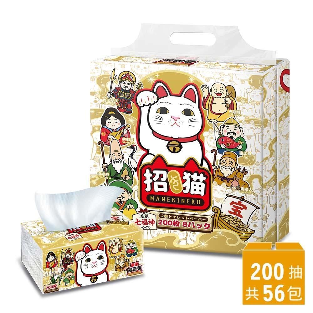 JingFeng 淨風 【東京豪德寺】招財猫 X 淺草七福神-金運厚柔衛生紙200抽x56包