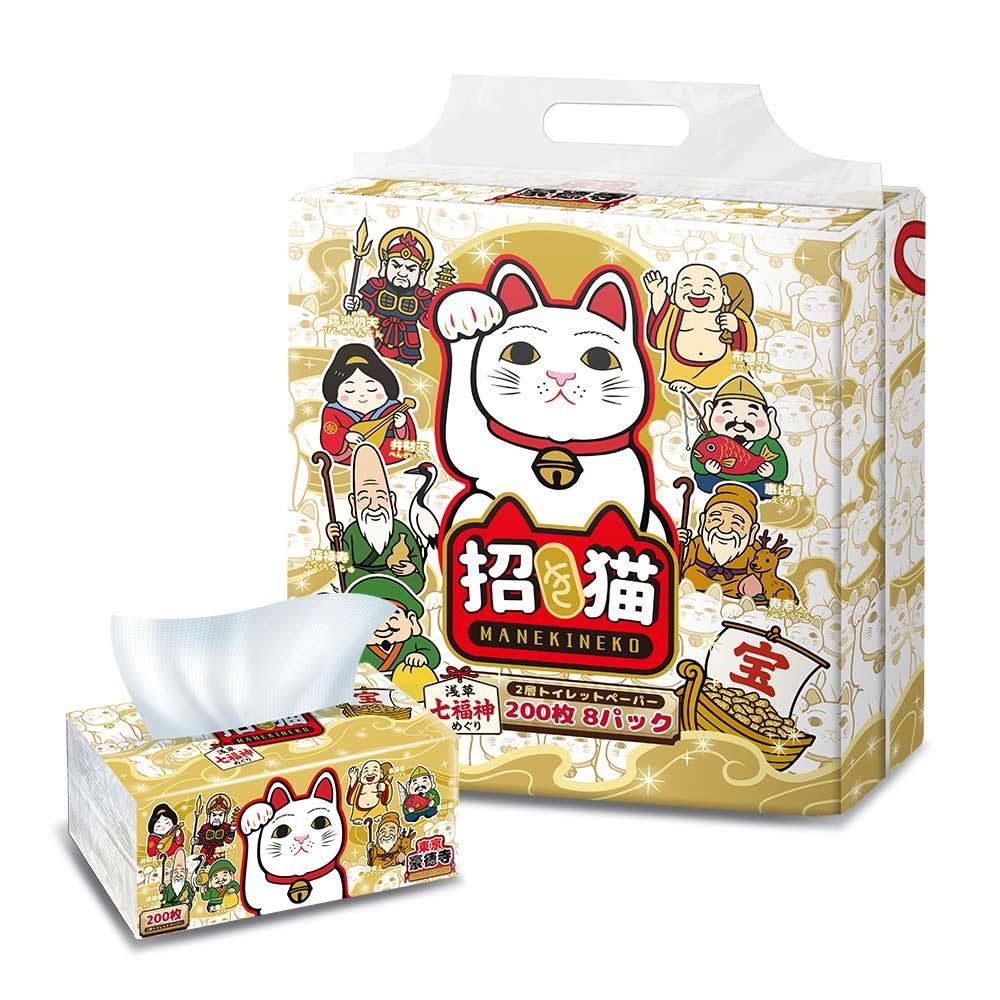 JingFeng 淨風【東京豪德寺】招財猫X 淺草七福神-金運厚柔衛生紙200抽