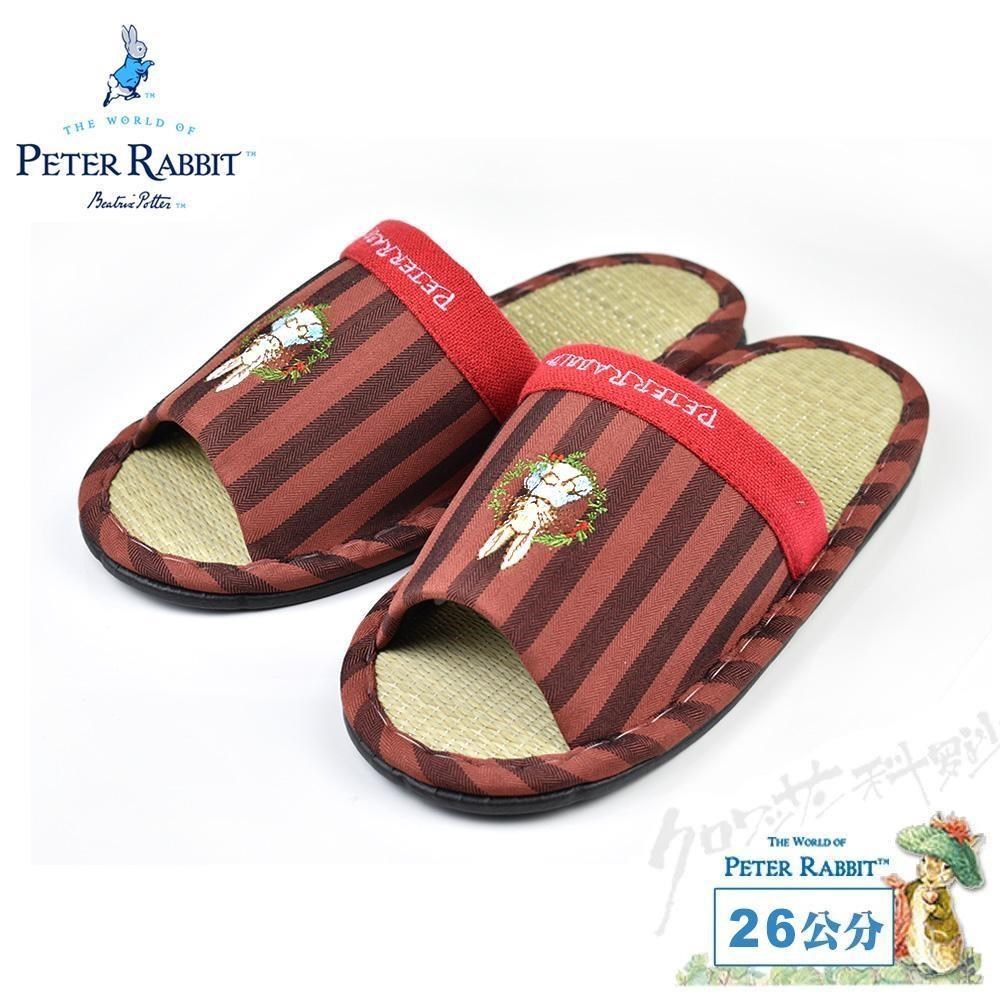 PETER RABBIT 比得兔 TP直條葉環兔素邊草拖 紅26CM